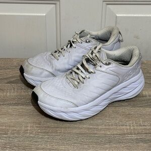 Hoka One One Bondi SR Shoes Womens Size 9.5 White Leather Work Slip Resistant